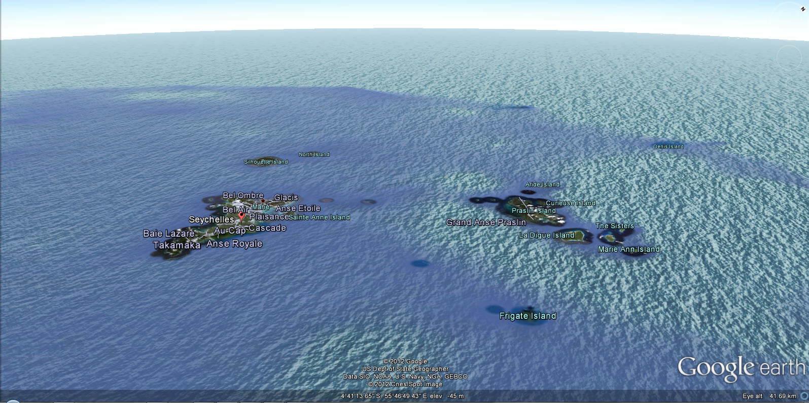 Seychelles Earth Map